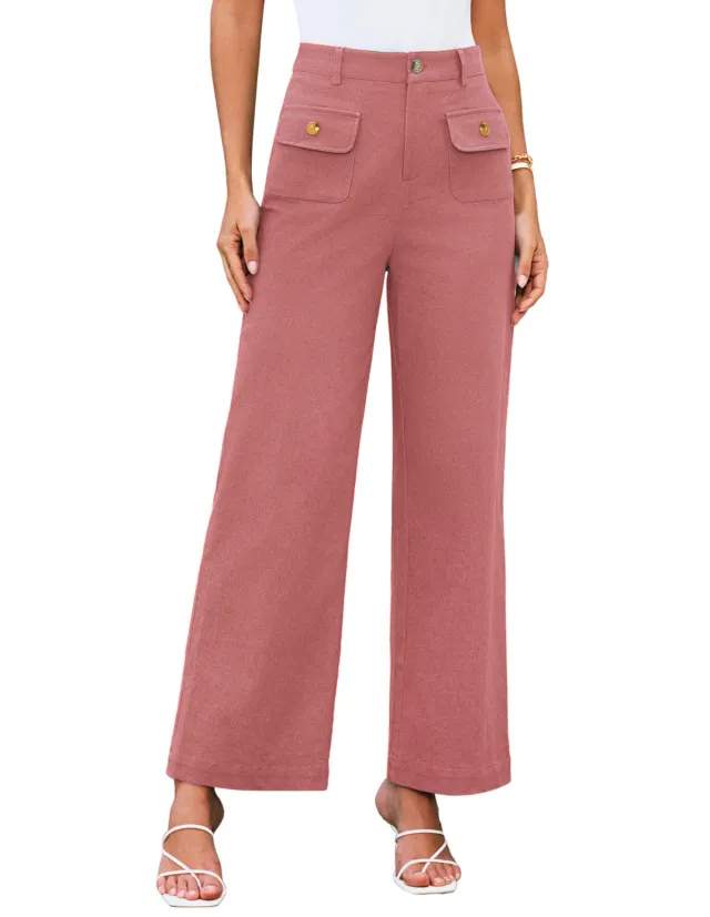 Business Casual Loose fitting Trousers With Pockets Peach - Shop at LoveMi