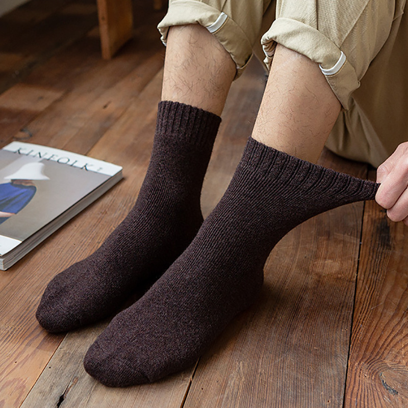 Thickened Wool Crew Socks - Unisex Solid Color Terry Loop Warm Winter Casual Hosiery