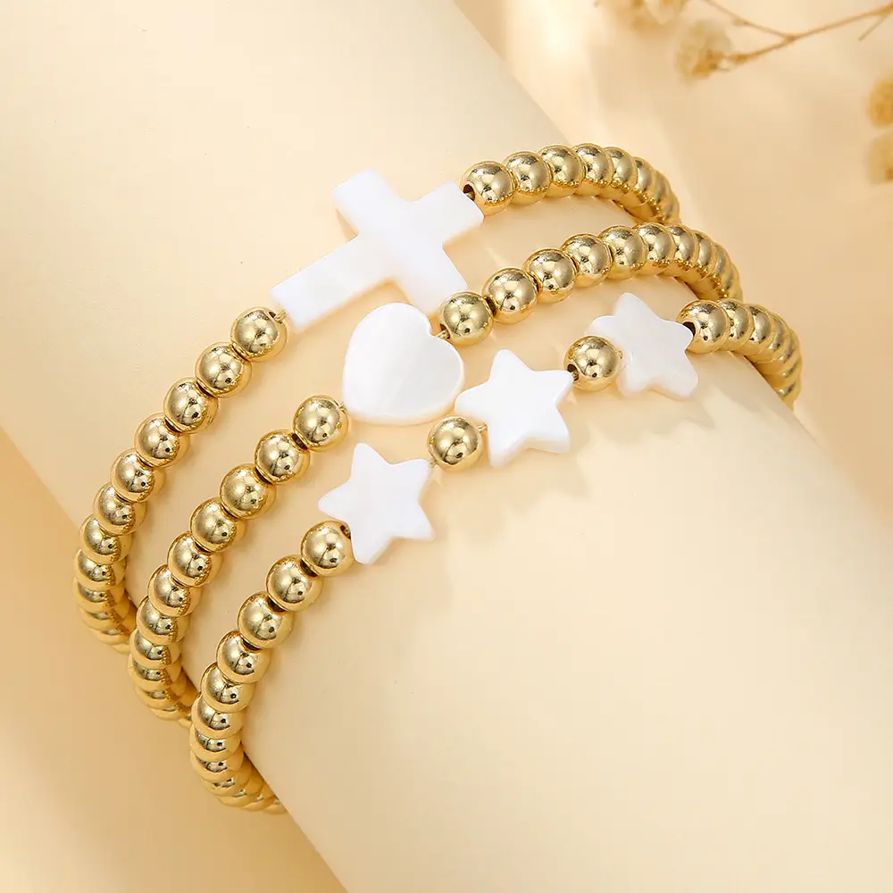 New Shell Heart Five-Pointed Star And Cross Braided Bracelet