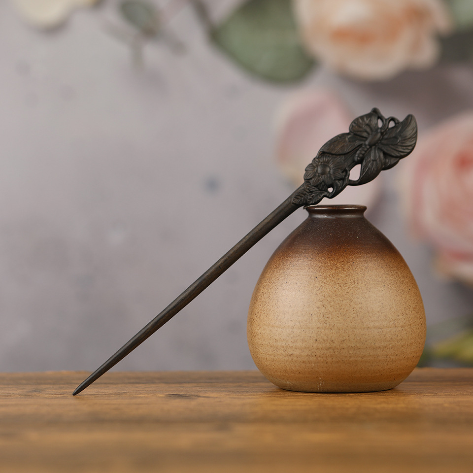 Vintage Carved Hair Clasp Archaistic Headdress Updo