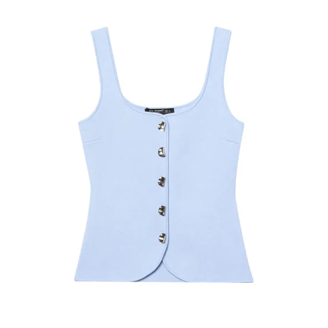 Women's Corset Round Neck Shoulder Strap Top Blue - Shop at LoveMi