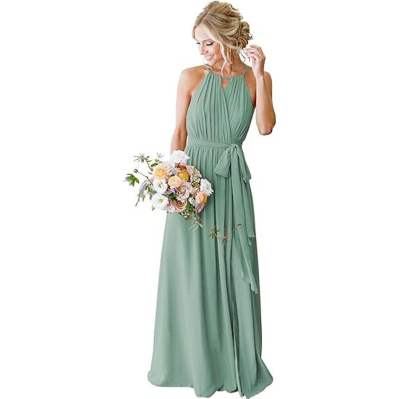 European And American Style Women Strap Chiffon Bridesmaid Dress Long Color 6 As In The Picture Ussi - Shop at LoveMi