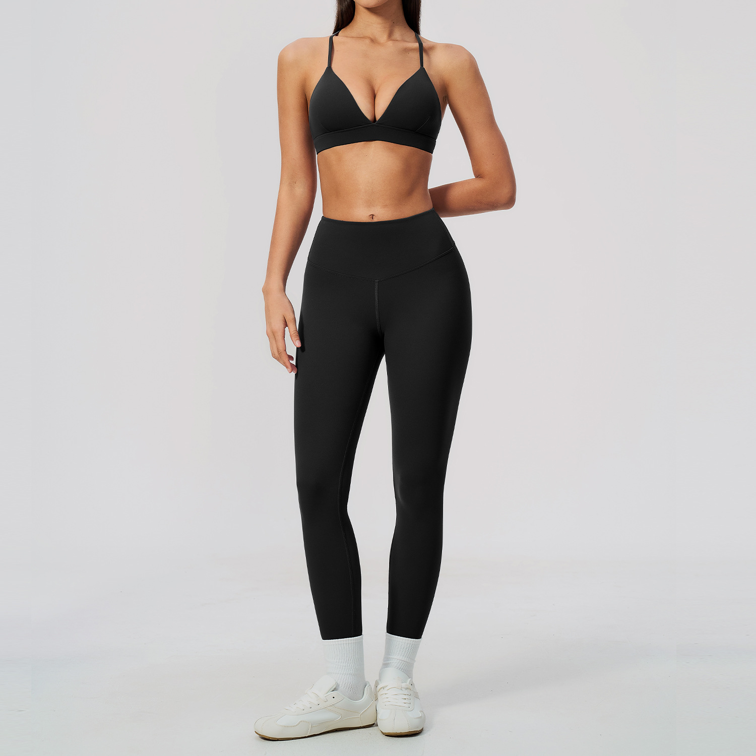 Women's Two-Piece Yoga Fitness Set - High Elasticity Workout Outfit for Gym and Running
