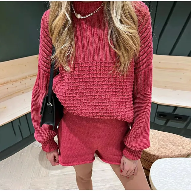 Fashion Autumn And Winter New Round Neck Loose Casual Two piece Suit Rose - Shop at LoveMi