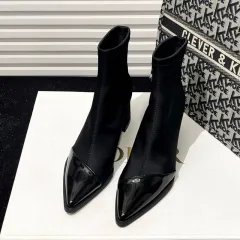 Womens Plus-Size Pointed-Toe Ankle Boots - Black - View 1