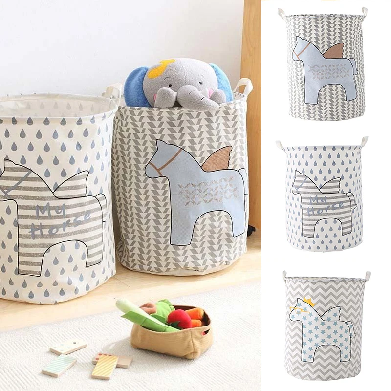 JX-LCLYL Waterproof Foldable Kids Toy Storage Basket Dirty Clothes Home Organizer 40*50CM