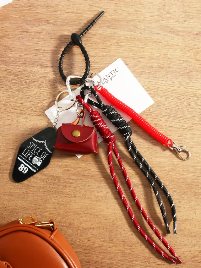 Leather Leopard Print Small Bag Braided Rope Handbag Pendant Red - Shop at LoveMi