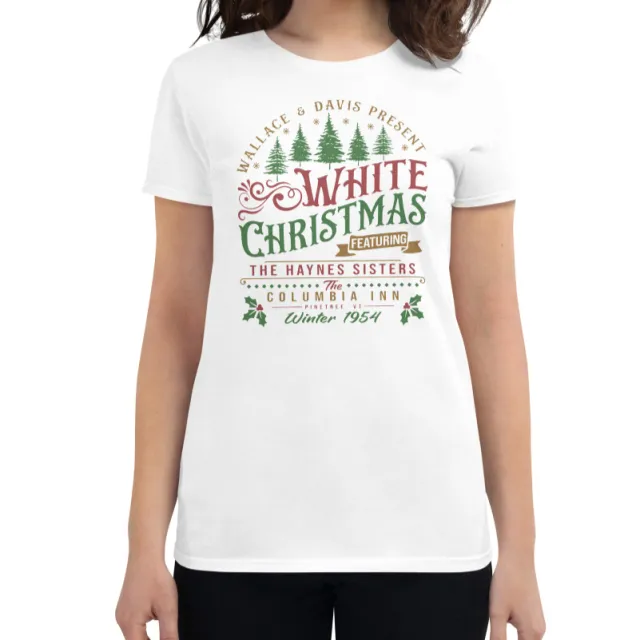 White Christmas Digital Printing Casual Round Neck T shirt White - Shop at LoveMi