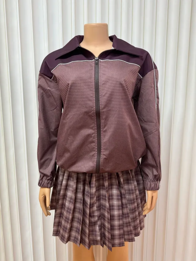 Lapel Zipper Cardigan Long sleeved Top Sexy Skirt Two piece Set - Shop at LoveMi
