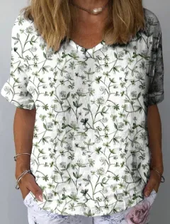 Women's Personality Printed Crew Neck Top - Style 5-Xs - View 1