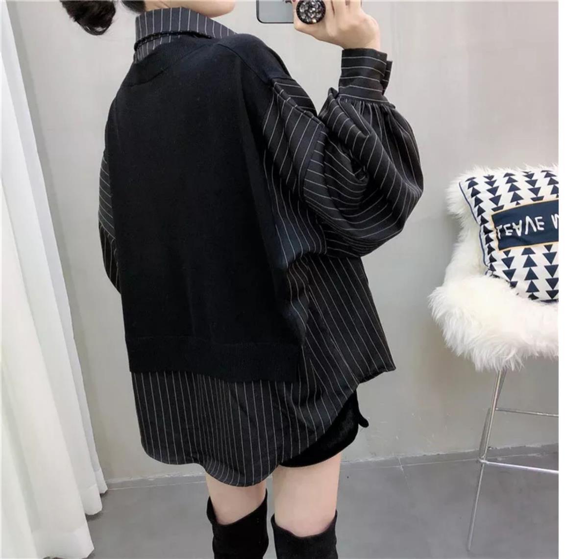 Title 6, Korean Style New Patchwork Fake Two Pieces Shir...