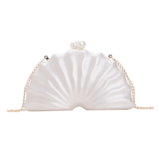 Stylish Acrylic Shell shaped Clutch Bag Luxury Fashion Evening Bag Pearl Color - Shop at LoveMi
