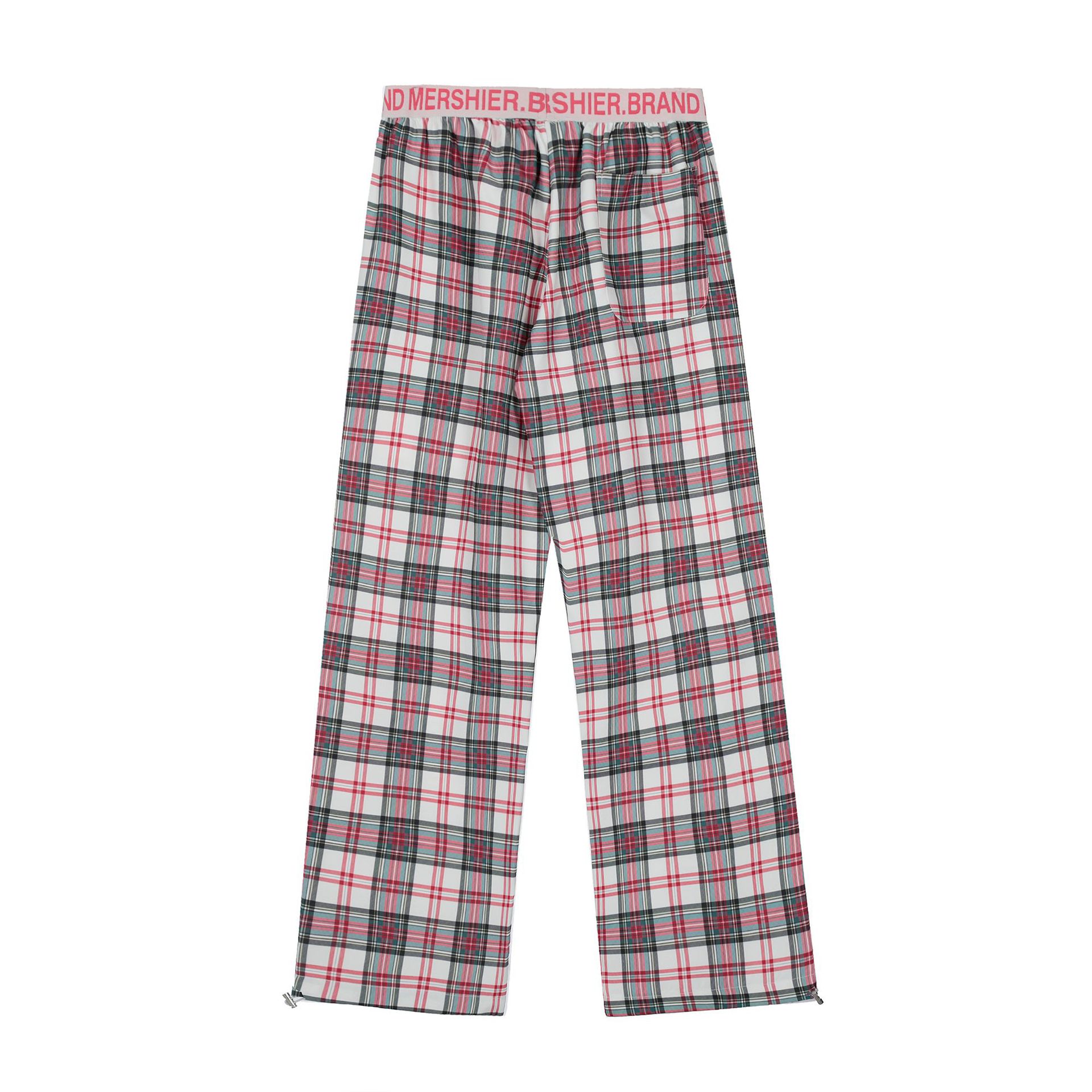 Women's American style Hip hop Plaid Casual Trousers Red Cell Pattern - Shop at LoveMi