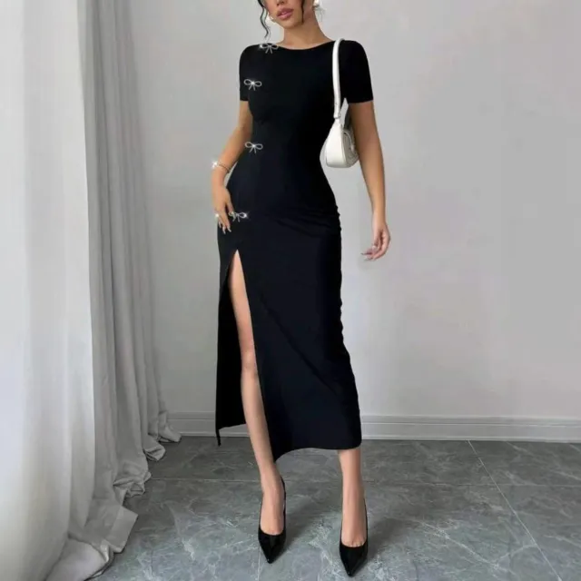 Women's Slim fit Short sleeve Dress Black - Shop at LoveMi
