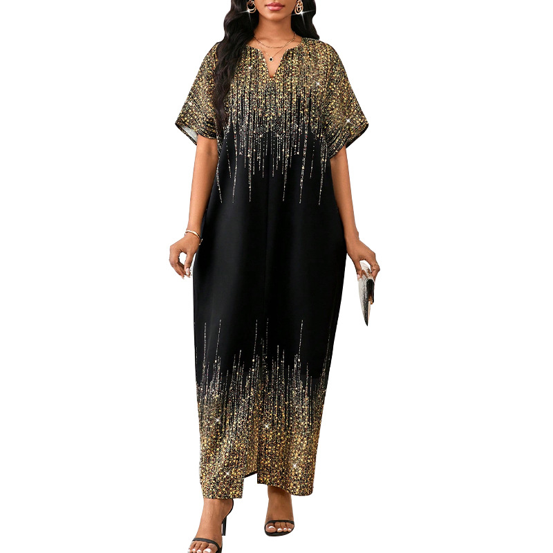 European And American Loose Temperament Dress Gradient Short Sleeve