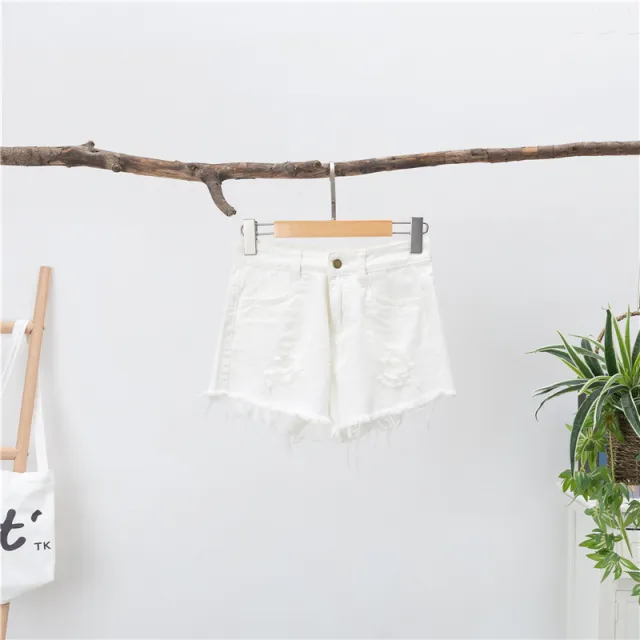 Women's Fashion Loose High Waist Wide leg Denim Shorts White - Shop at LoveMi