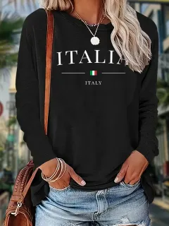 Printed Round Neck Long Sleeve Plus Size Casual Sweatshirt - Txcx130337 - View 1