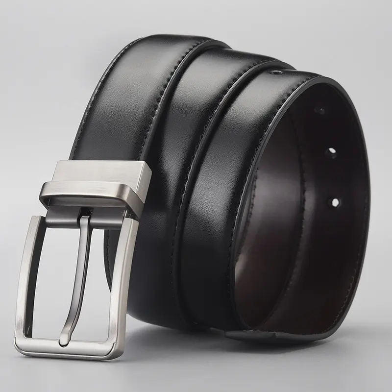 Gentleman Business Style Men's Leather Rotation Pin Buckle Belt