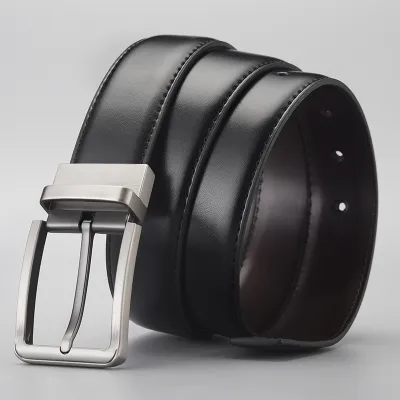 Gentleman Business Style Men's Leather Business Rotation Pin Buckle Belt