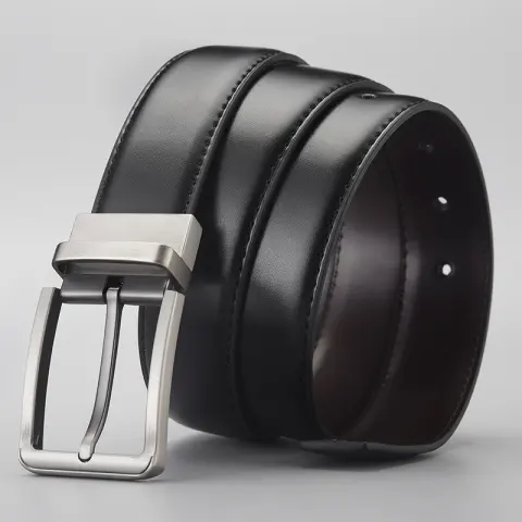 Gentleman Business Style Men's Leather Rotation Pin Buckle Belt