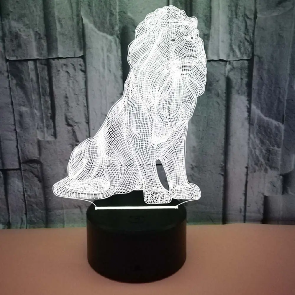Animal Lion Colorful 3D Lamp Creative Touch