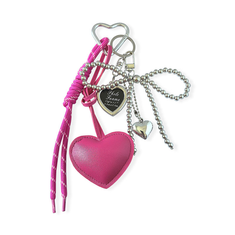 Personalized PU Leather Heart Keychain Pendant