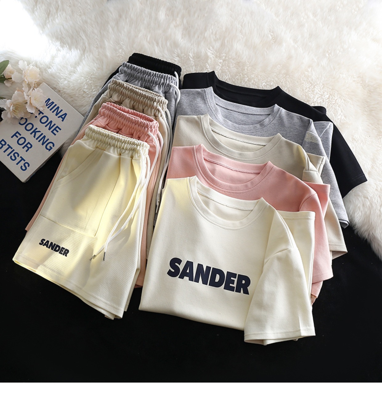 Summer Women's Korean-style Loose Running Short-sleeved Shorts Two-piece Set