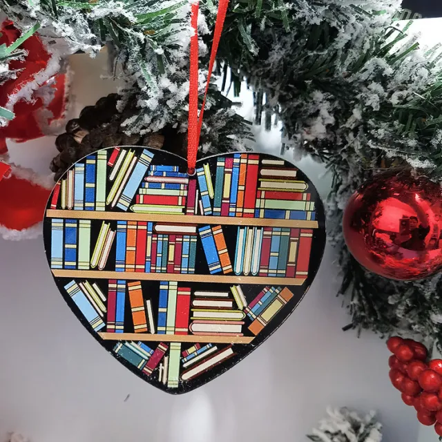 Holiday Decoration Christmas Tree Ornaments Acrylic Pendant Heart shaped Bookshelf 4Style - Shop at LoveMi