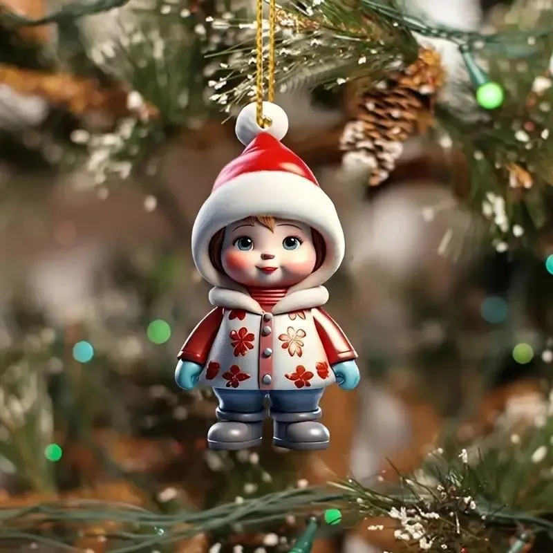 Christmas Creative Flat Pendant Hanging Ornament Home Backpack Car Party Decorations - Style 08