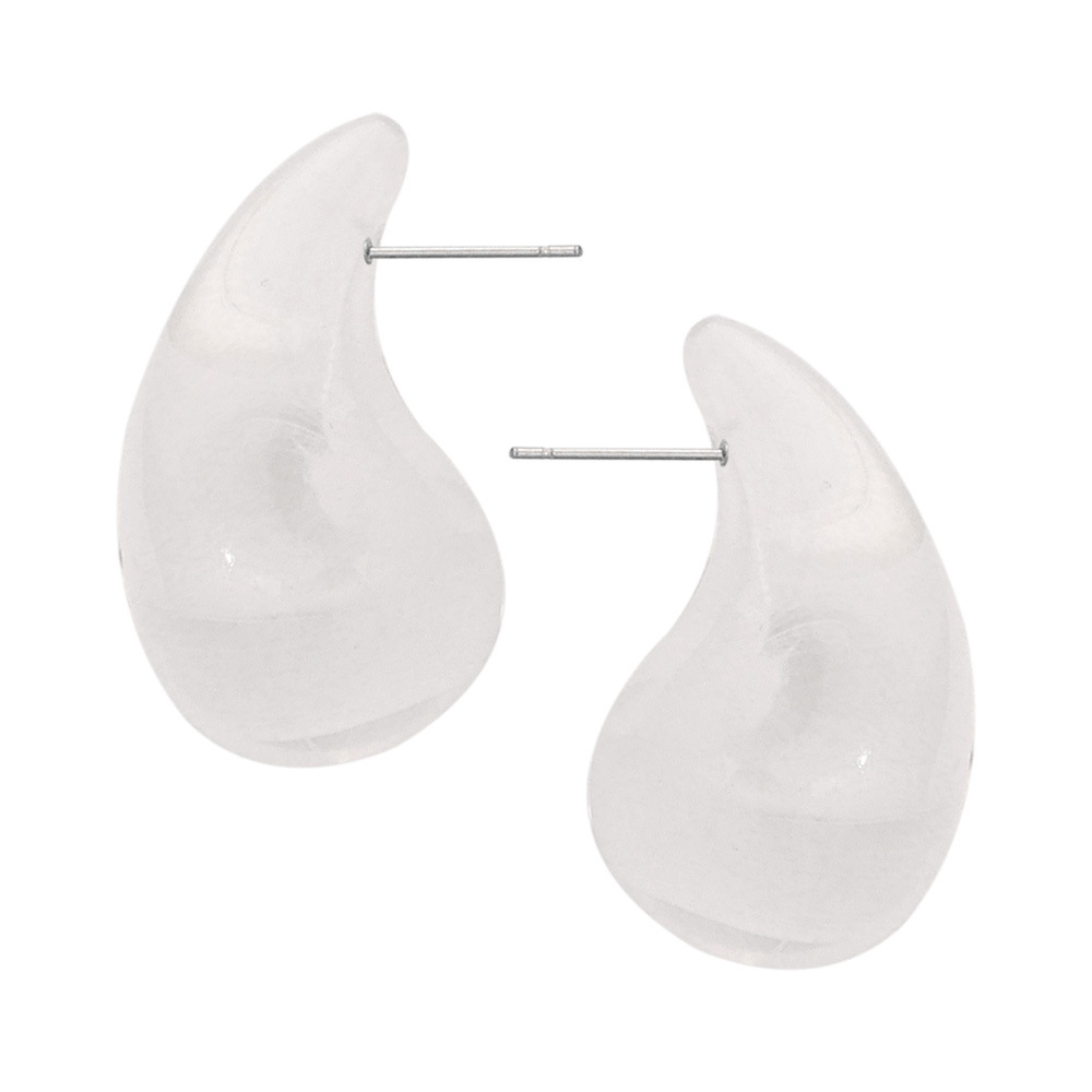 Casual Style Ornament Resin Water Drop Shape Titanium Steel Earrings