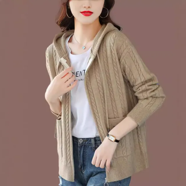 Fashionable All matching Loose Knitted Cardigan Sweater Camel - Shop at LoveMi