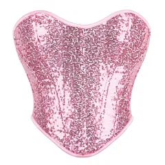 Small Circle Sequined Women's Tube Top Chest Support Waist Trimming And Body Shaping Top - Pink - View 1