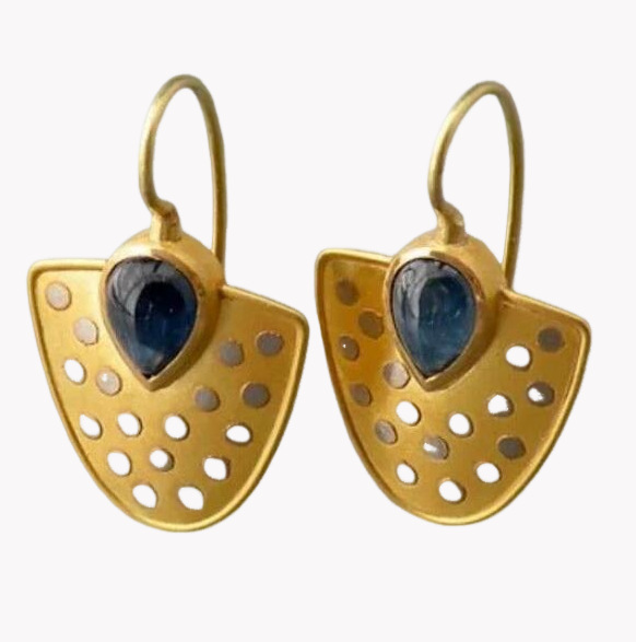 Women's Fan-shaped Polka Dot Earrings Retro Personalized Earrings