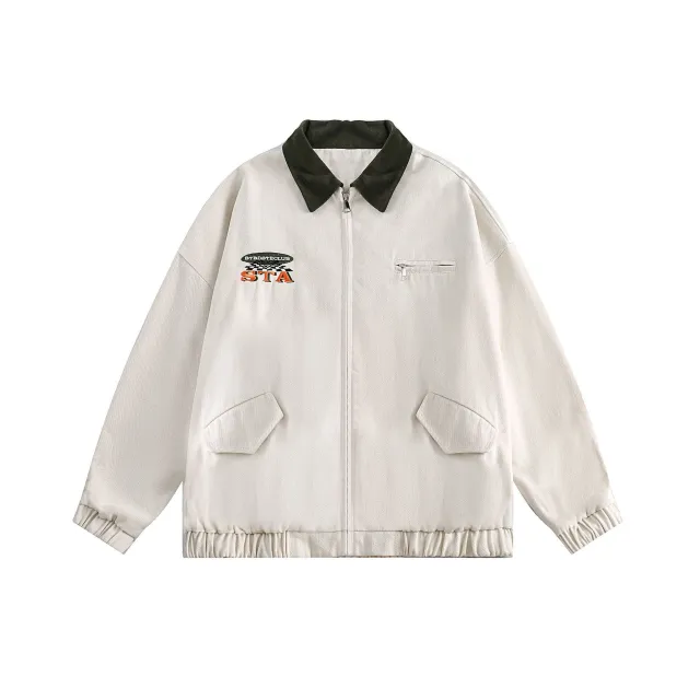 Vintage Embroidery Turn down Collar Coat Women Beige - Shop at LoveMi