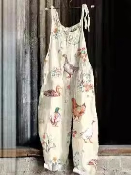 Womens 3D-printed Fashionable Versatile Casual Jumpsuit Pants