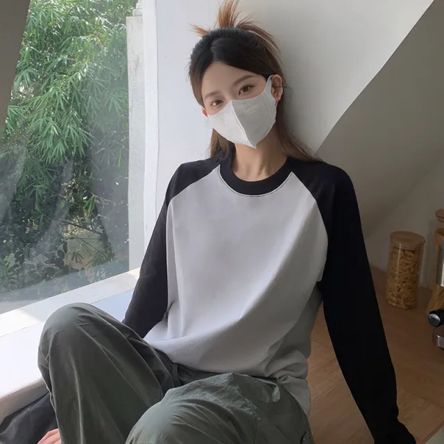 Women's Early Spring And Autumn Raglan Sleeve Loose Mid length Cotton Bottoming Shirt Top Gray - Shop at LoveMi