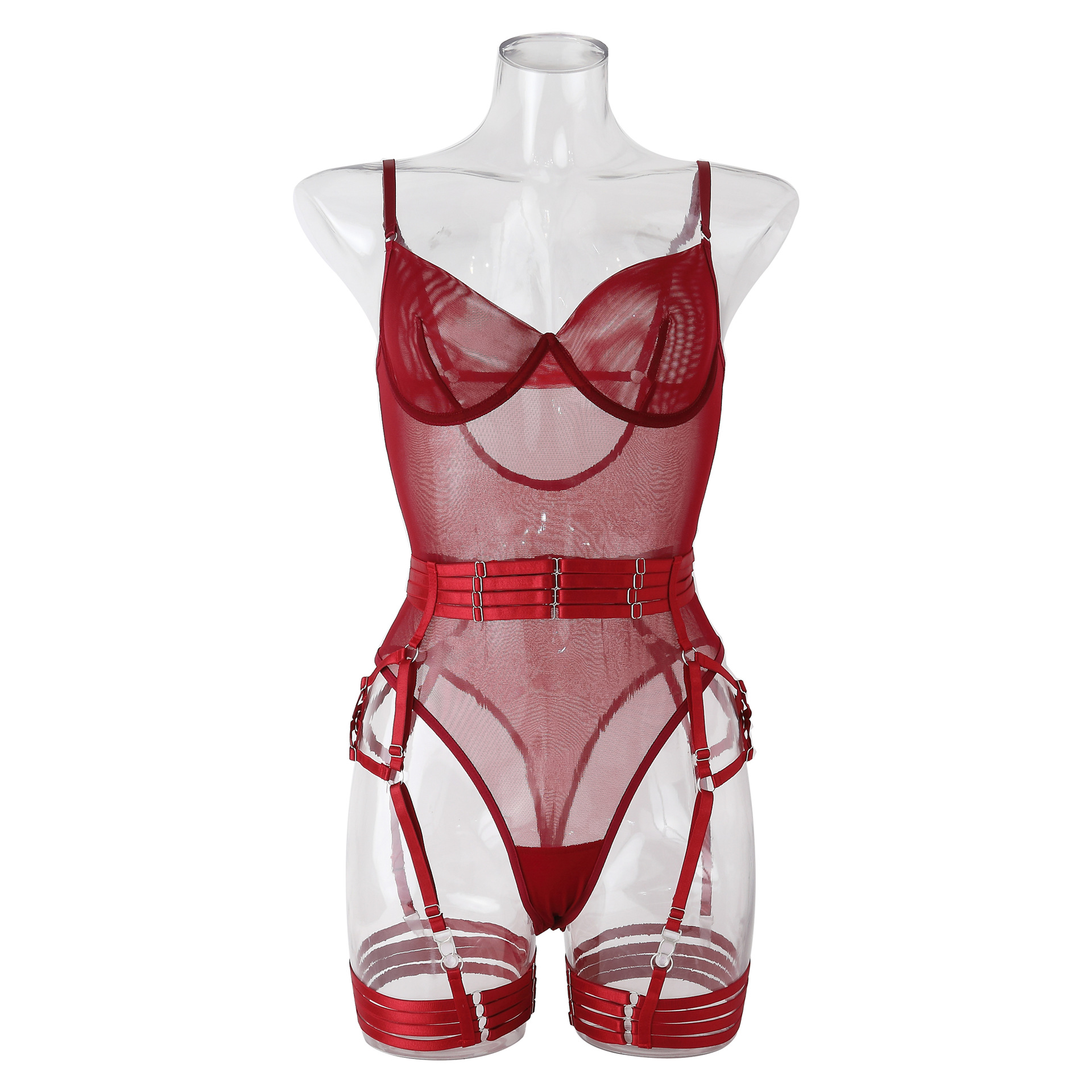 Title 24, Luvas de malha sexy Cinto liga Fivela Corsets m...