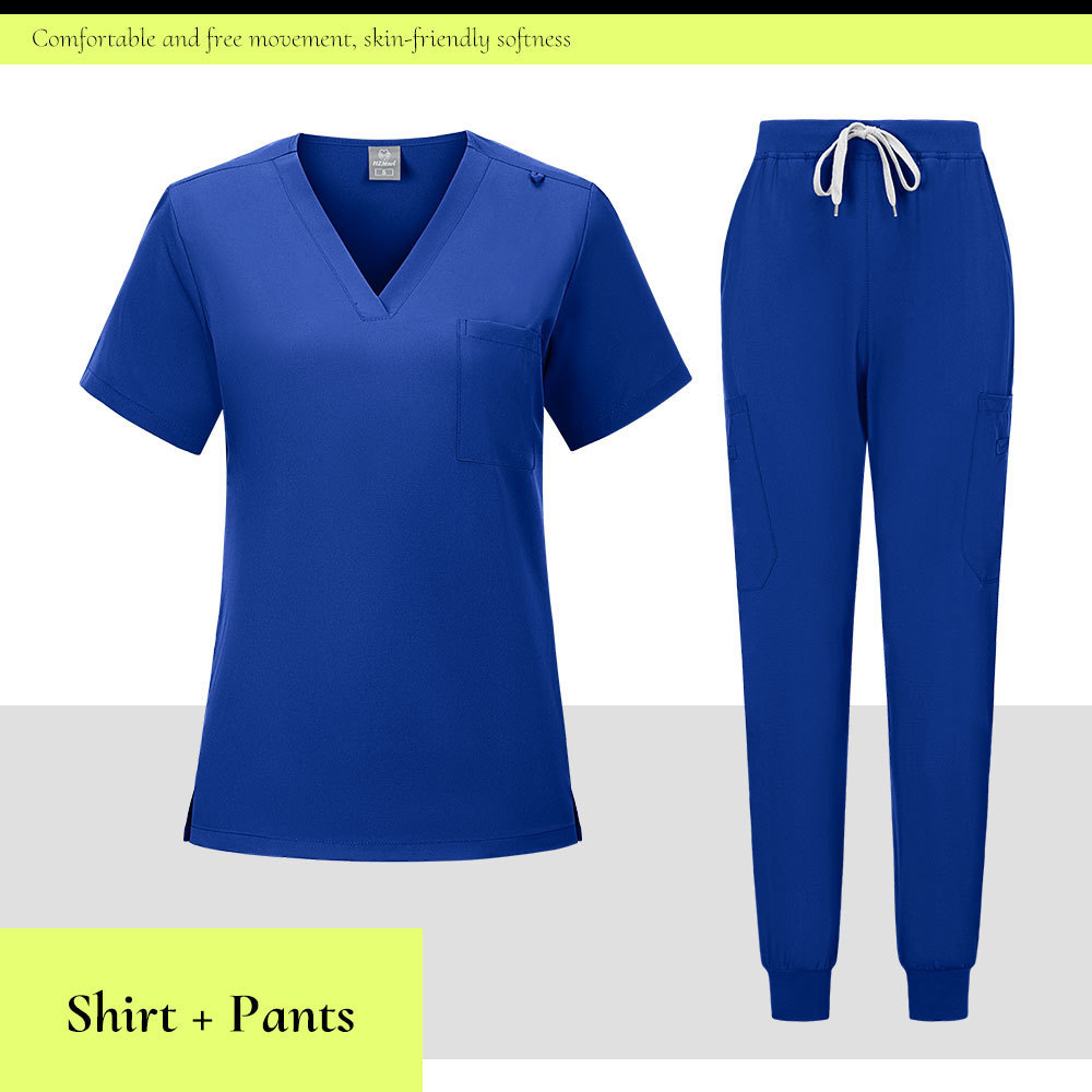 V-neck Medical Scrub Top And Pant Set - Image 2