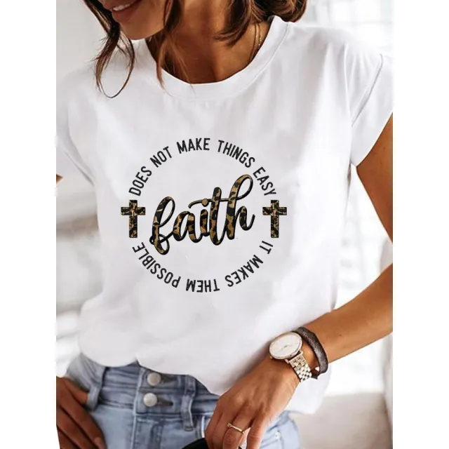 European And American Women's Clothing Casual Daily Short Sleeve Casual Cotton T shirt 4 - Shop at LoveMi