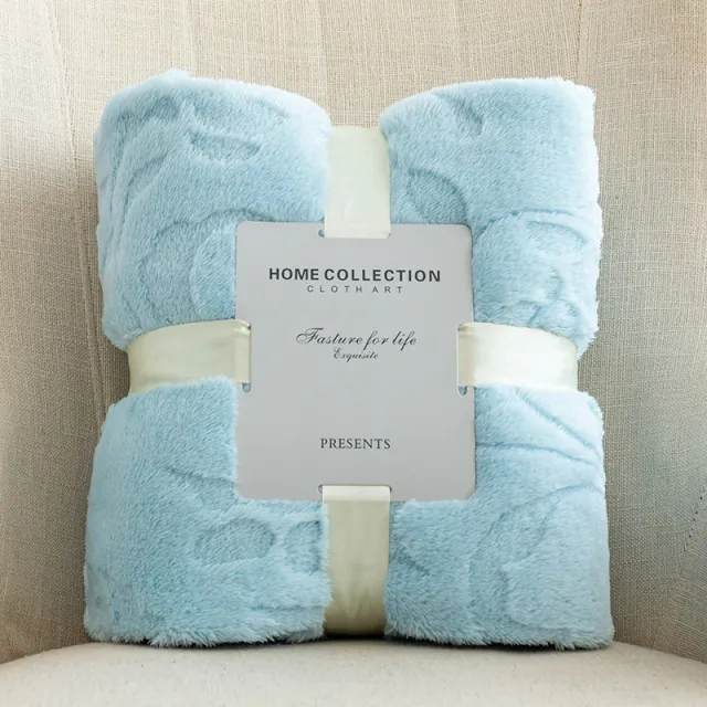 Flannel Jacquard Blanket Office Sofas Cover Sky Blue - Shop at LoveMi