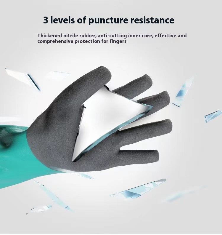 Women’s Wanghai Waterproof Lengthened Nitrile Wear-resistant Oil-resistant Puncture-proof Gloves