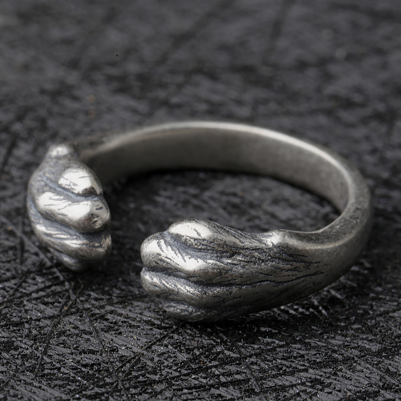 Niche Cute S925 Silver Vintage Cat's Paw Ring