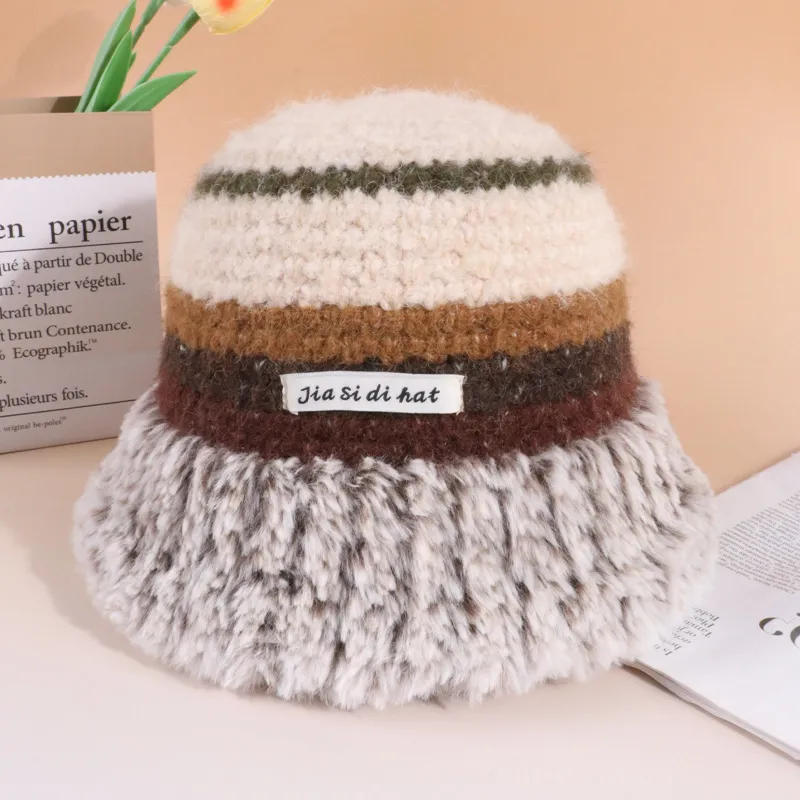 Autumn And Winter Dopamine Knitted Wool Cap Women's Warm Korean Style - White Card