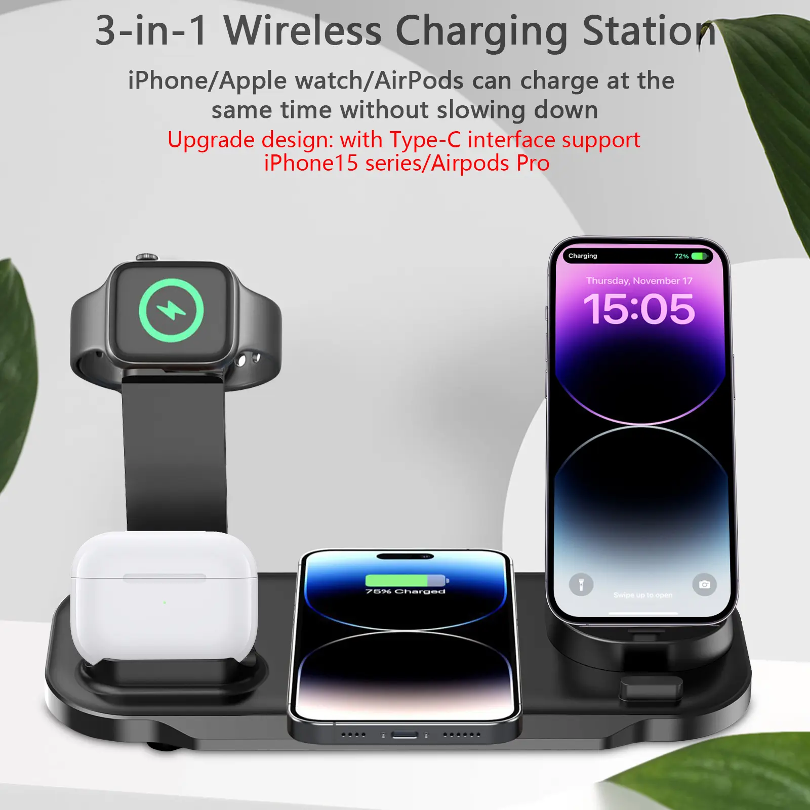 Multifunctional Three-in-one Mobile Phone Watch Wireless Charger
