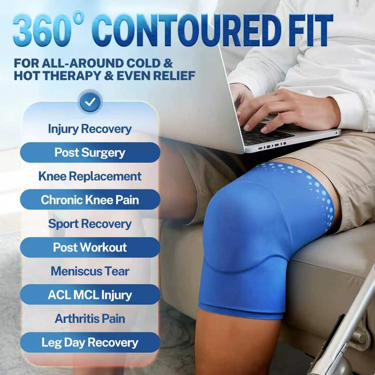 Cold and heat compatible 3D Sports Knee Brace Elastic Leg Support