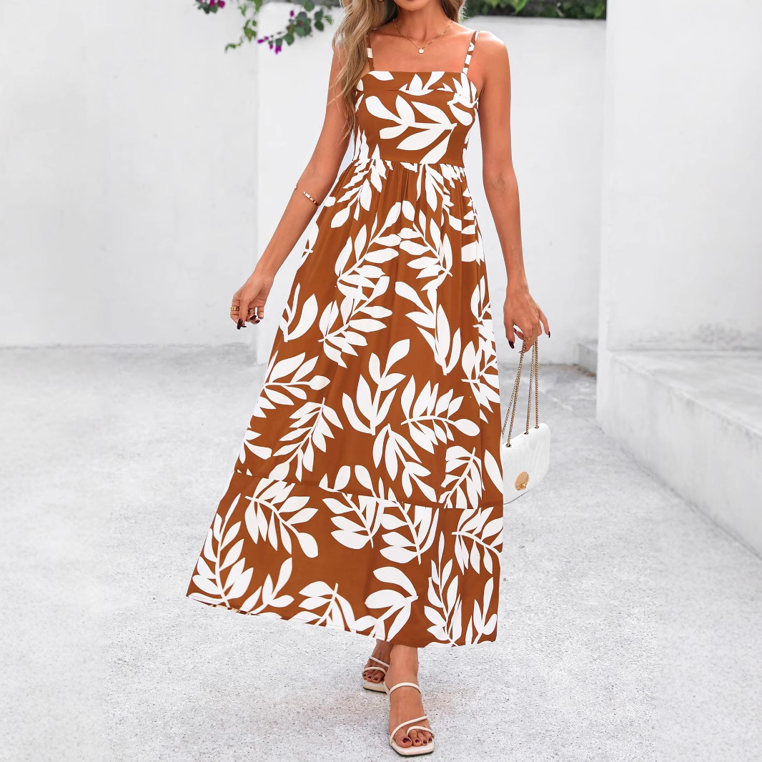 Fashion Lady Striped Spaghetti Straps Backless Dress