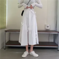 Women's Korean-style Sweet Elegance Loose Black A- Line Dress - White - View 1