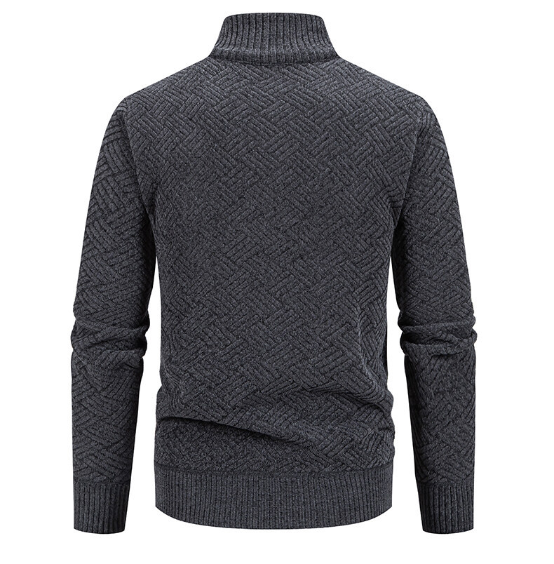 Warm Thickened Knit Zipper Stand Collar Men’s Cardigan Sweater Warm Thickened Knit Zipper Stand Collar Men’s Cardigan Sweater