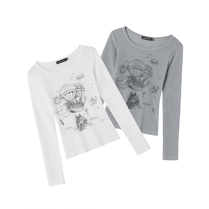 Women's Dot Print Long-sleeved Bottoming Shirt Top