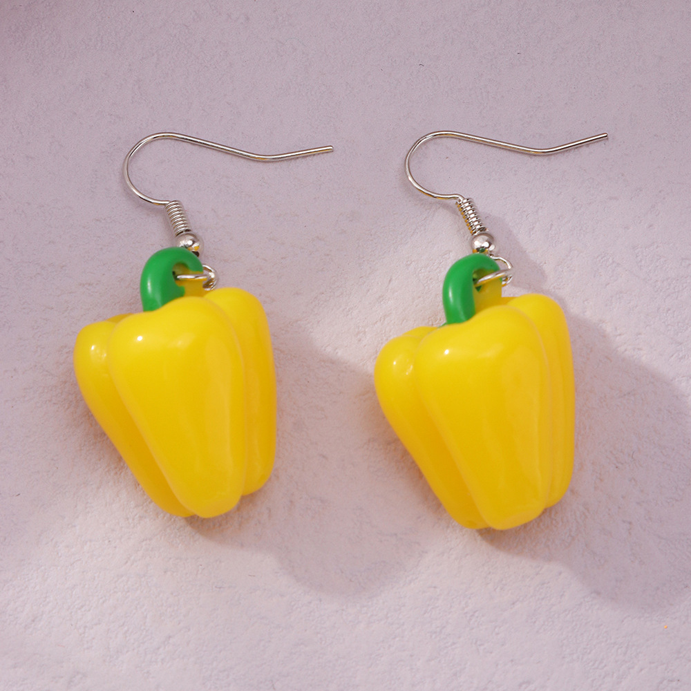 Creative Vegetable DIY Handmade Pastoral Style Corn Eggplant Carrot Resin Earrings Jewelry